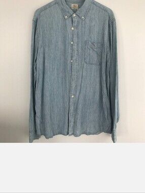Faherty Brand Men's Lightweight Chambray Button Down Shirt Blue Size LARGE